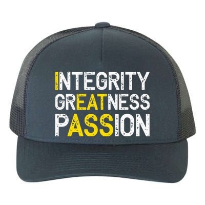 Integrity Greatness Passion Yupoong Adult 5-Panel Trucker Hat