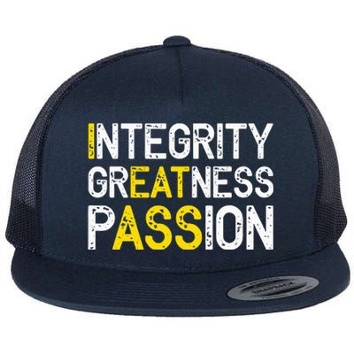 Integrity Greatness Passion Flat Bill Trucker Hat