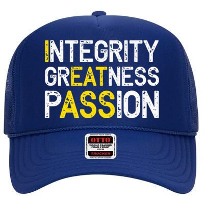 Integrity Greatness Passion High Crown Mesh Back Trucker Hat