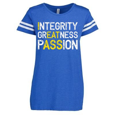 Integrity Greatness Passion Enza Ladies Jersey Football T-Shirt