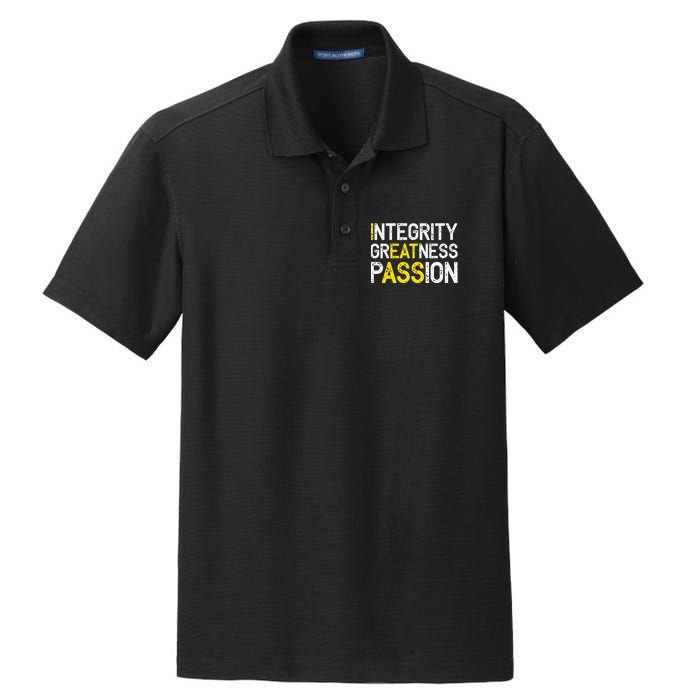 Integrity Greatness Passion Dry Zone Grid Polo