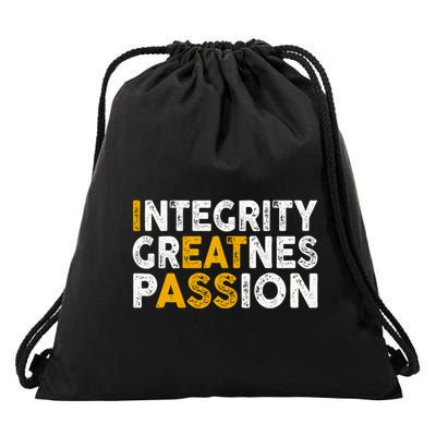 Integrity Greatness Passion Funny Drawstring Bag