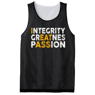 Integrity Greatness Passion Funny Mesh Reversible Basketball Jersey Tank