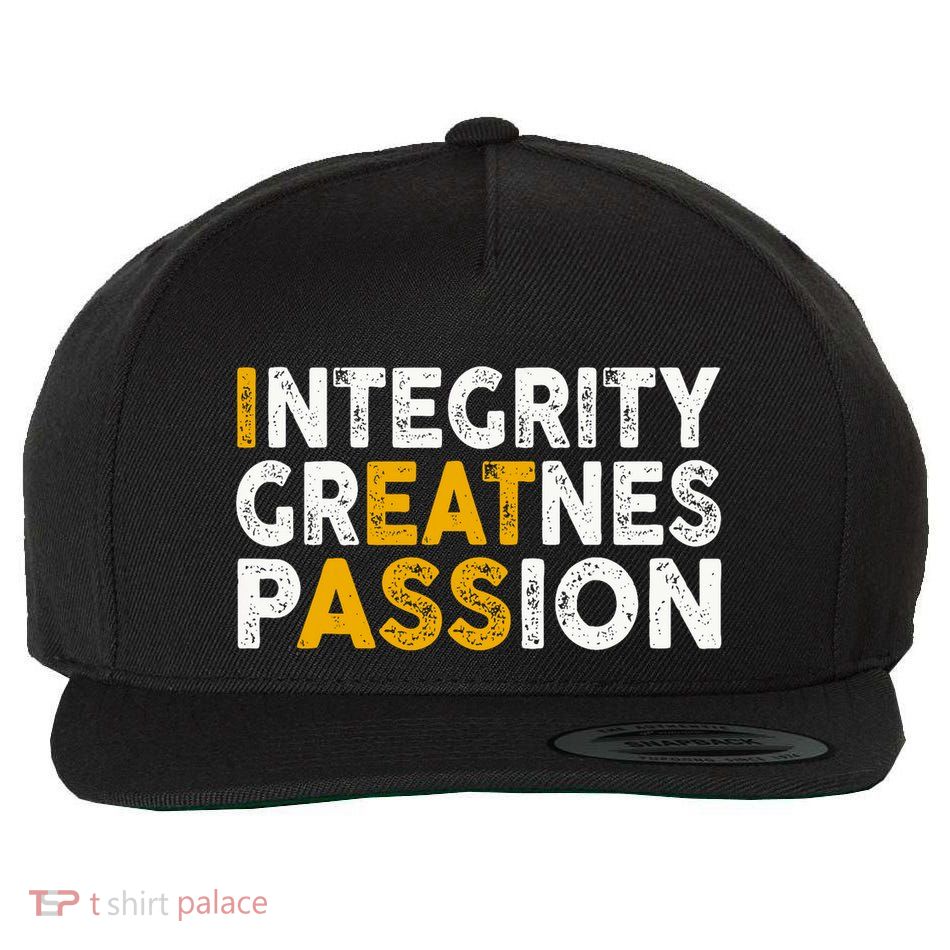 Integrity Greatness Passion Funny Wool Snapback Cap