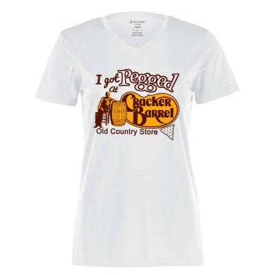 I Got Pegged At Cracker Barrel Old Country Store Women's Momentum V-Neck T-Shirt