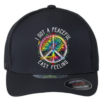 I Got Peaceful Easyfeeling Tie Dye Hippie 1960s Flexfit Unipanel Trucker Cap