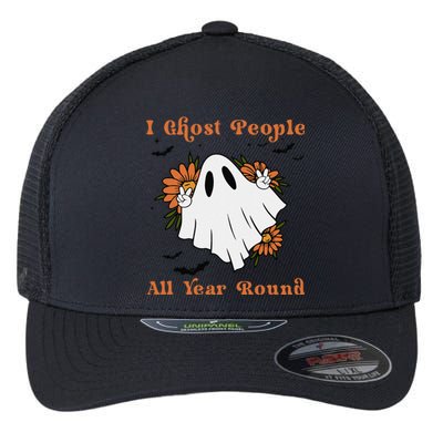 I Ghost People All Year Round Fun Boo Ghost Halloween Flower Flexfit Unipanel Trucker Cap