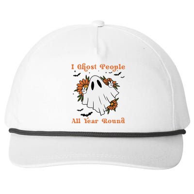 I Ghost People All Year Round Fun Boo Ghost Halloween Flower Snapback Five-Panel Rope Hat