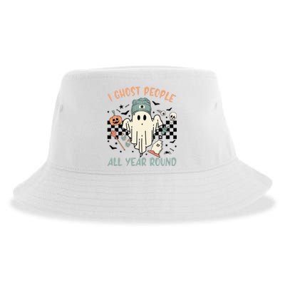 I Ghost People All Year Round Cool Ghost Halloween Retro Spooky Sustainable Bucket Hat