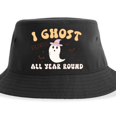 I Ghost People All Year Round Retro Halloween Ghost Costume Gift Sustainable Bucket Hat