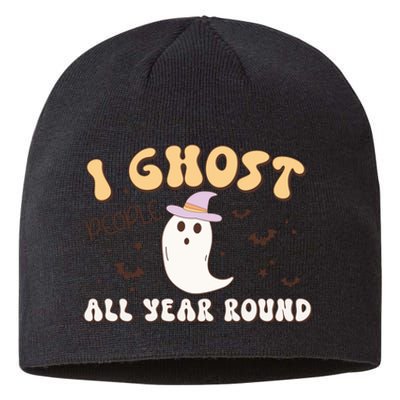 I Ghost People All Year Round Retro Halloween Ghost Costume Gift Sustainable Beanie