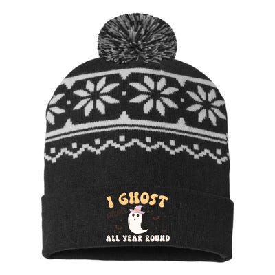 I Ghost People All Year Round Retro Halloween Ghost Costume Gift USA-Made Snowflake Beanie