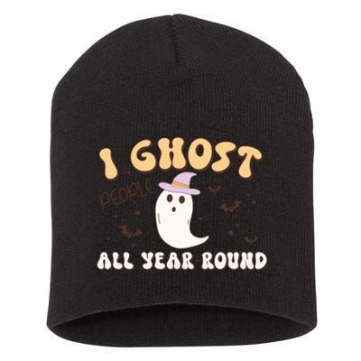 I Ghost People All Year Round Retro Halloween Ghost Costume Gift Short Acrylic Beanie