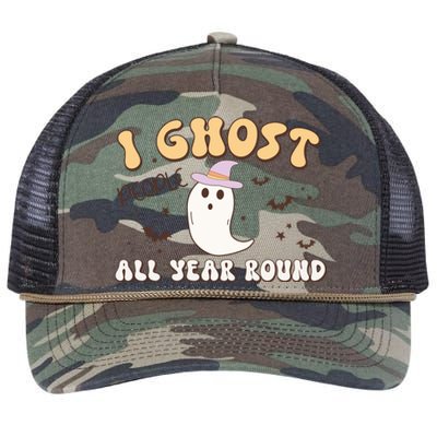 I Ghost People All Year Round Retro Halloween Ghost Costume Gift Retro Rope Trucker Hat Cap