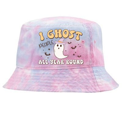 I Ghost People All Year Round Retro Halloween Ghost Costume Gift Tie-Dyed Bucket Hat