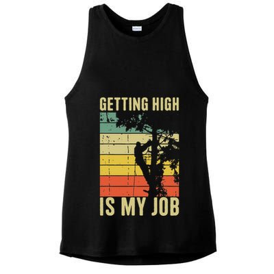 I Get Paid To Get High Tree Climbing Joke Tree Work Arborist Ladies PosiCharge Tri-Blend Wicking Tank