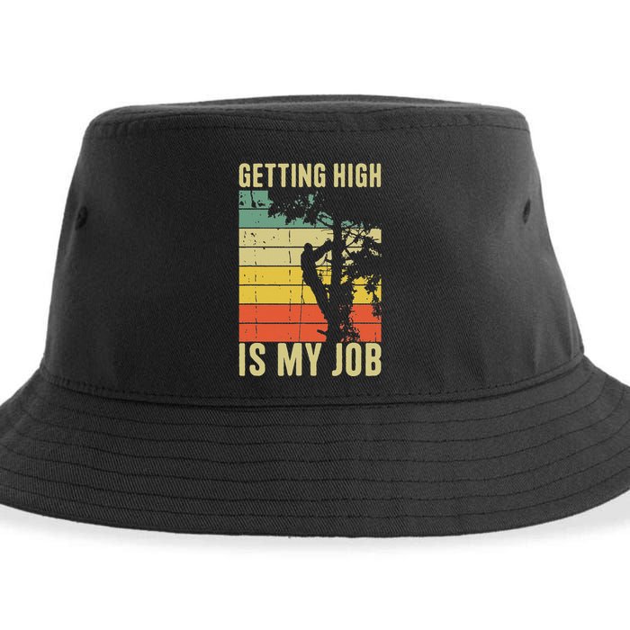 I Get Paid To Get High Tree Climbing Joke Tree Work Arborist Sustainable Bucket Hat