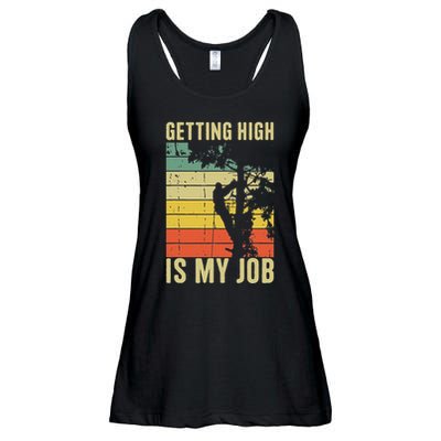 I Get Paid To Get High Tree Climbing Joke Tree Work Arborist Ladies Essential Flowy Tank