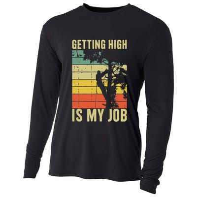 I Get Paid To Get High Tree Climbing Joke Tree Work Arborist Cooling Performance Long Sleeve Crew
