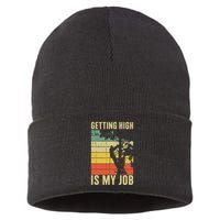 I Get Paid To Get High Tree Climbing Joke Tree Work Arborist Sustainable Knit Beanie