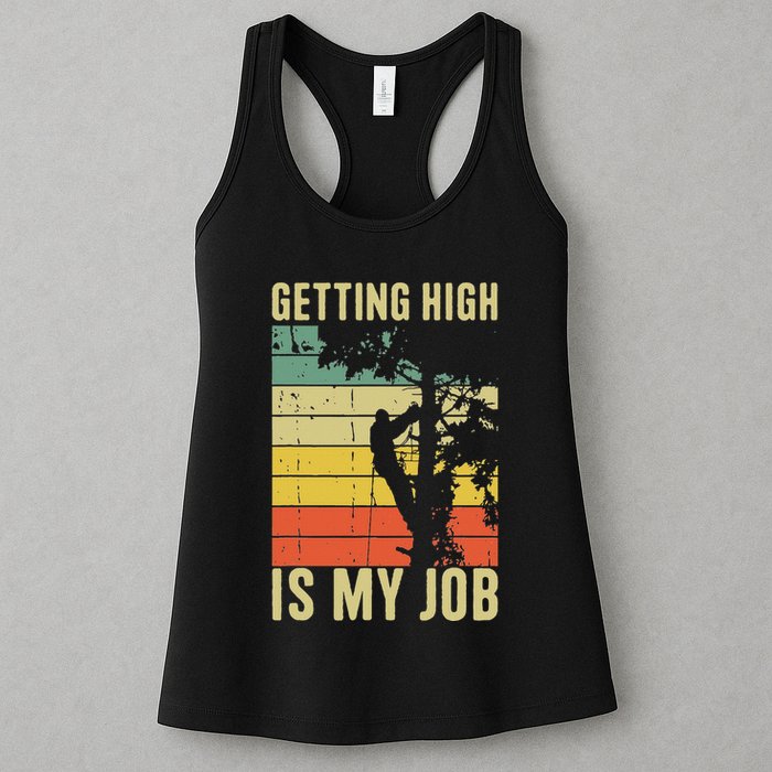 I Get Paid To Get High Tree Climbing Joke Tree Work Arborist Womens Tank Top