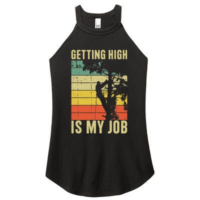 I Get Paid To Get High Tree Climbing Joke Tree Work Arborist Women's Perfect Tri Rocker Tank