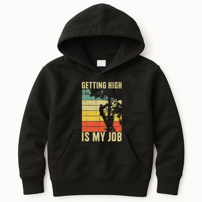 I Get Paid To Get High Tree Climbing Joke Tree Work Arborist Kids Hoodie