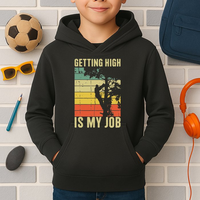 I Get Paid To Get High Tree Climbing Joke Tree Work Arborist Kids Hoodie