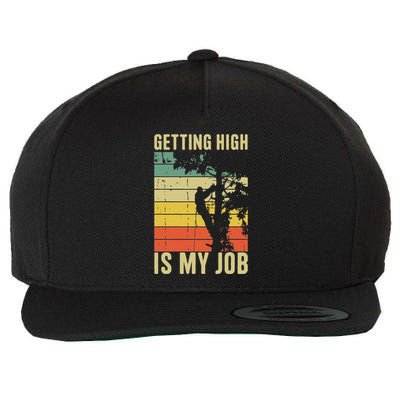 I Get Paid To Get High Tree Climbing Joke Tree Work Arborist Wool Snapback Cap