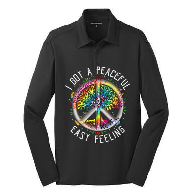 I Got Peaceful Easyfeeling Tie Dye Hippie 1960s Peaceful Silk Touch Performance Long Sleeve Polo