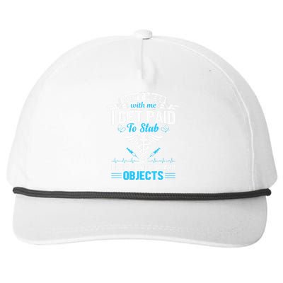 I Get Paid To Stab People Funny Healthcare Worker Nurse Snapback Five-Panel Rope Hat