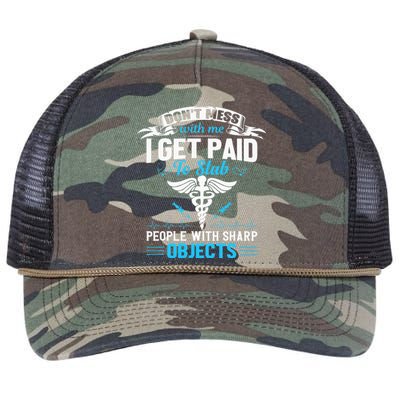 I Get Paid To Stab People Funny Healthcare Worker Nurse Retro Rope Trucker Hat Cap