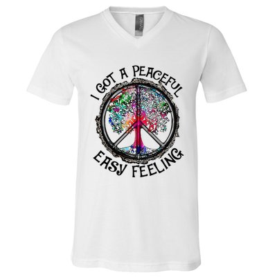 I Got Peaceful Easy Feeling Hippie Peaceful V-Neck T-Shirt