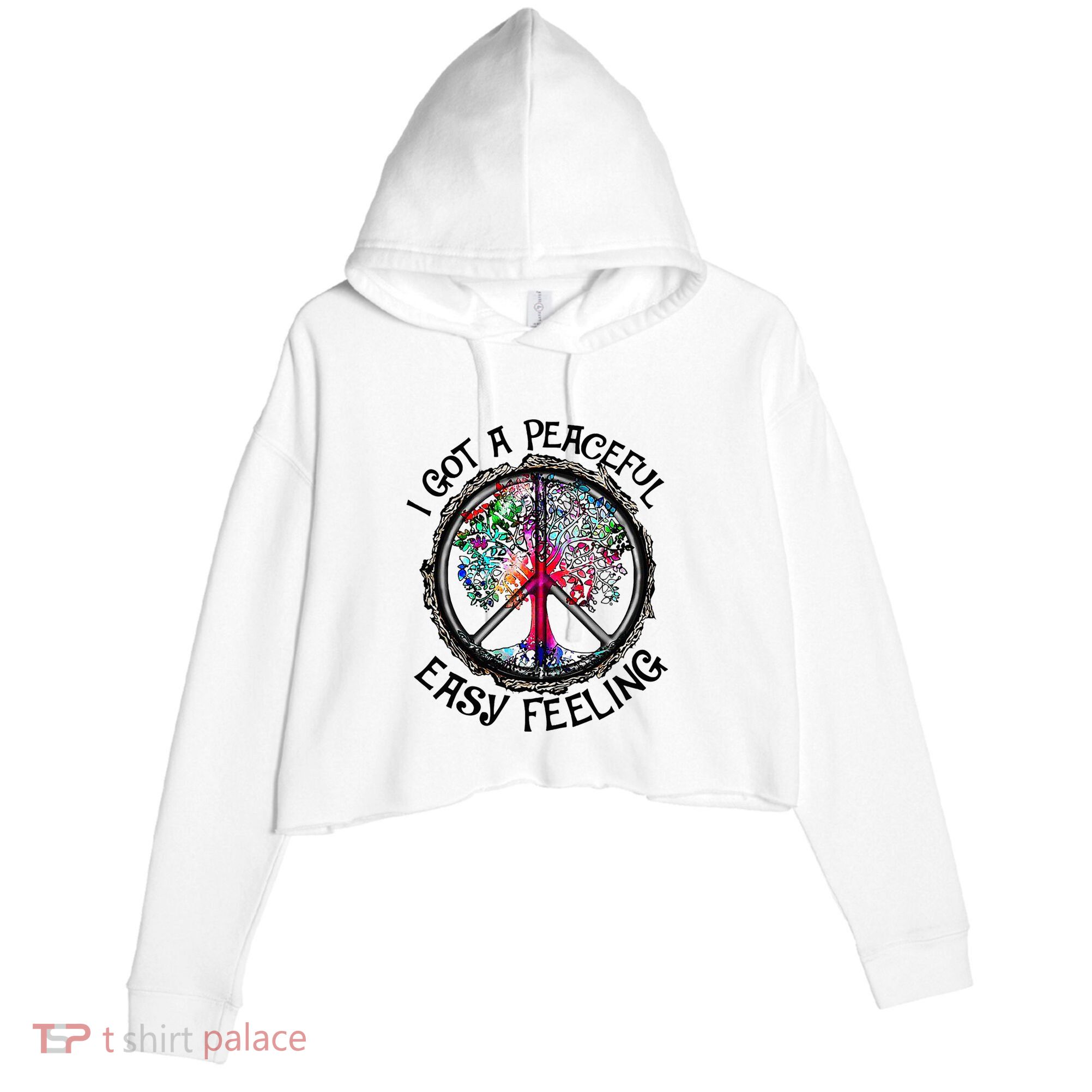 I Got Peaceful Easy Feeling Hippie Peaceful Crop Fleece Hoodie