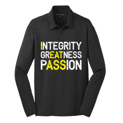 Integrity Greatness Passion Silk Touch Performance Long Sleeve Polo