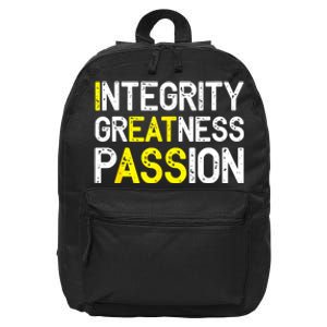 Integrity Greatness Passion 16 in Basic Backpack