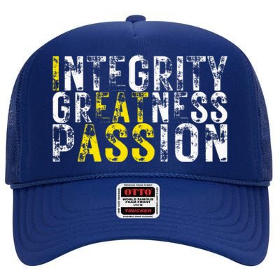 Integrity Greatness Passion High Crown Mesh Back Trucker Hat