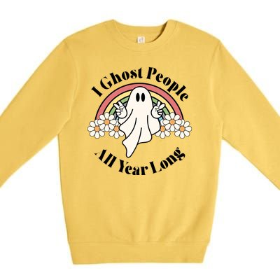 I Ghost People All Year Long Halloween Rainbow Premium Crewneck Sweatshirt