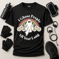 I Ghost People All Year Long Halloween Rainbow Cooling Performance Crew T-Shirt