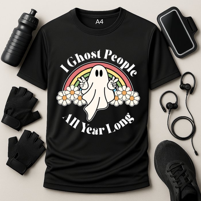 I Ghost People All Year Long Halloween Rainbow Cooling Performance Crew T-Shirt