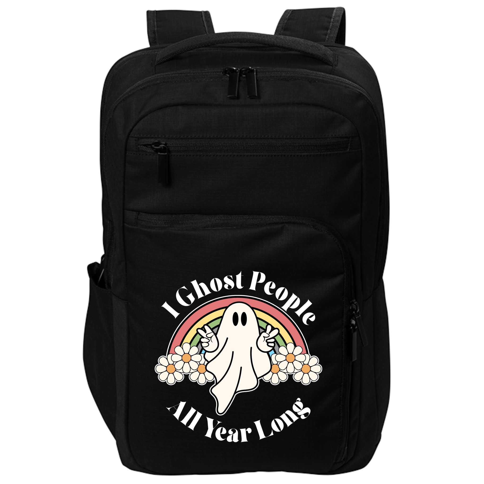 I Ghost People All Year Long Halloween Rainbow Impact Tech Backpack