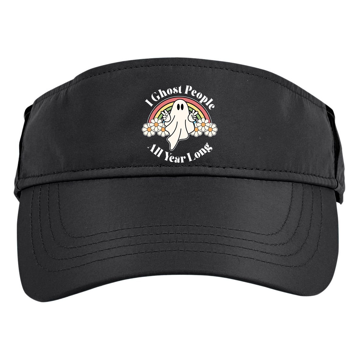 I Ghost People All Year Long Halloween Rainbow Adult Drive Performance Visor