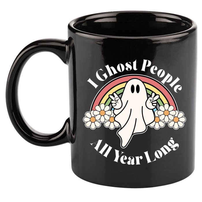 I Ghost People All Year Long Halloween Rainbow 11oz C Handle Ceramic Mug