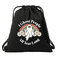I Ghost People All Year Long Halloween Rainbow Drawstring Bag