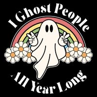 I Ghost People All Year Long Halloween Rainbow Drawstring Bag