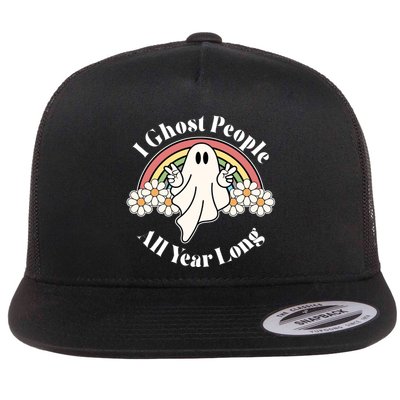 I Ghost People All Year Long Halloween Rainbow Flatbill Hat