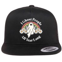 I Ghost People All Year Long Halloween Rainbow Flat Bill Trucker Hat