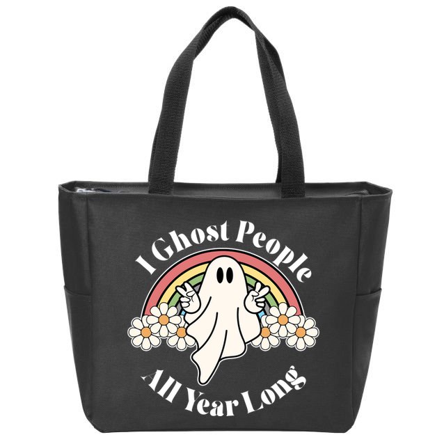 I Ghost People All Year Long Halloween Rainbow Zip Tote Bag
