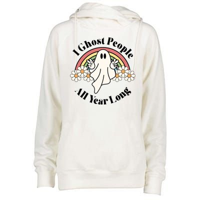 I Ghost People All Year Long Halloween Rainbow Womens Funnel Neck Pullover Hood