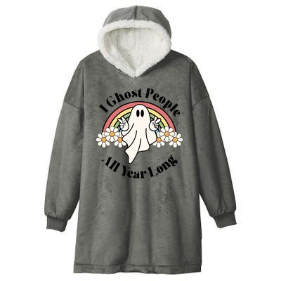 I Ghost People All Year Long Halloween Rainbow Hooded Wearable Blanket